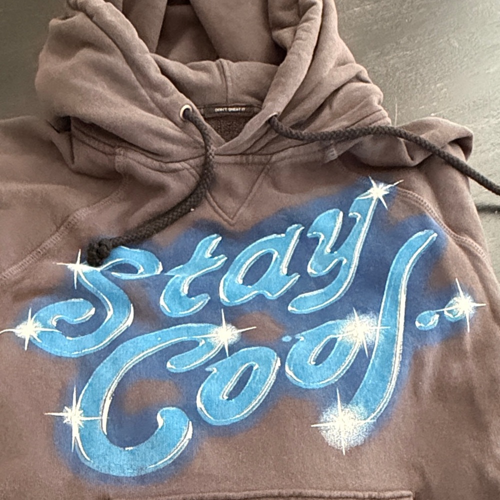 MOTHER Grey Hoodie with Blue 'Stay Cool' Script